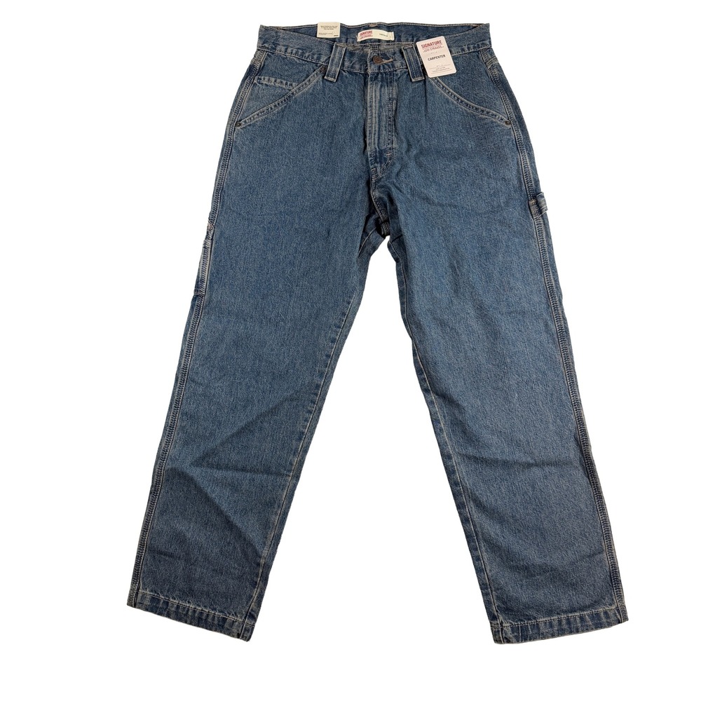 Signature Levi Strauss Men's Carpenter Jeans 32x30 Blue Denim New‎ Workwear